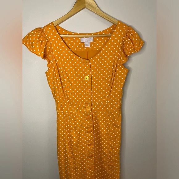 ✨Host Pick ✨ NWOT Rachel Parcell Linen Blend Polka  Dot Button Down Midi Dress - Picture 4 of 9